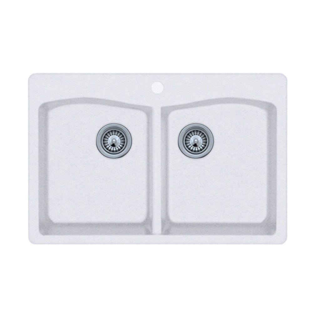 Swan Qzed-3322-075 33 inch x 22 inch Granite Dual Mount Kitchen Sink, Available in Various Colors, Bianca