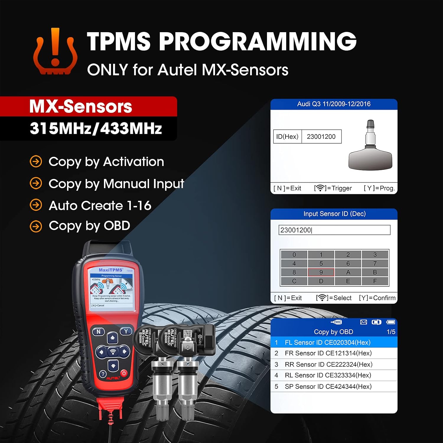 Autel MaxiTPMS TS508 TPMS Relearn Tool, 2022 TPMS Programming Tool for MX-Sensors (315/433 MHz) TPMS Relearn/Activate All Sensors, TPMS Scan Tool Read/Clear DTCs, TPMS Reset (Upgraded of TS408/501)