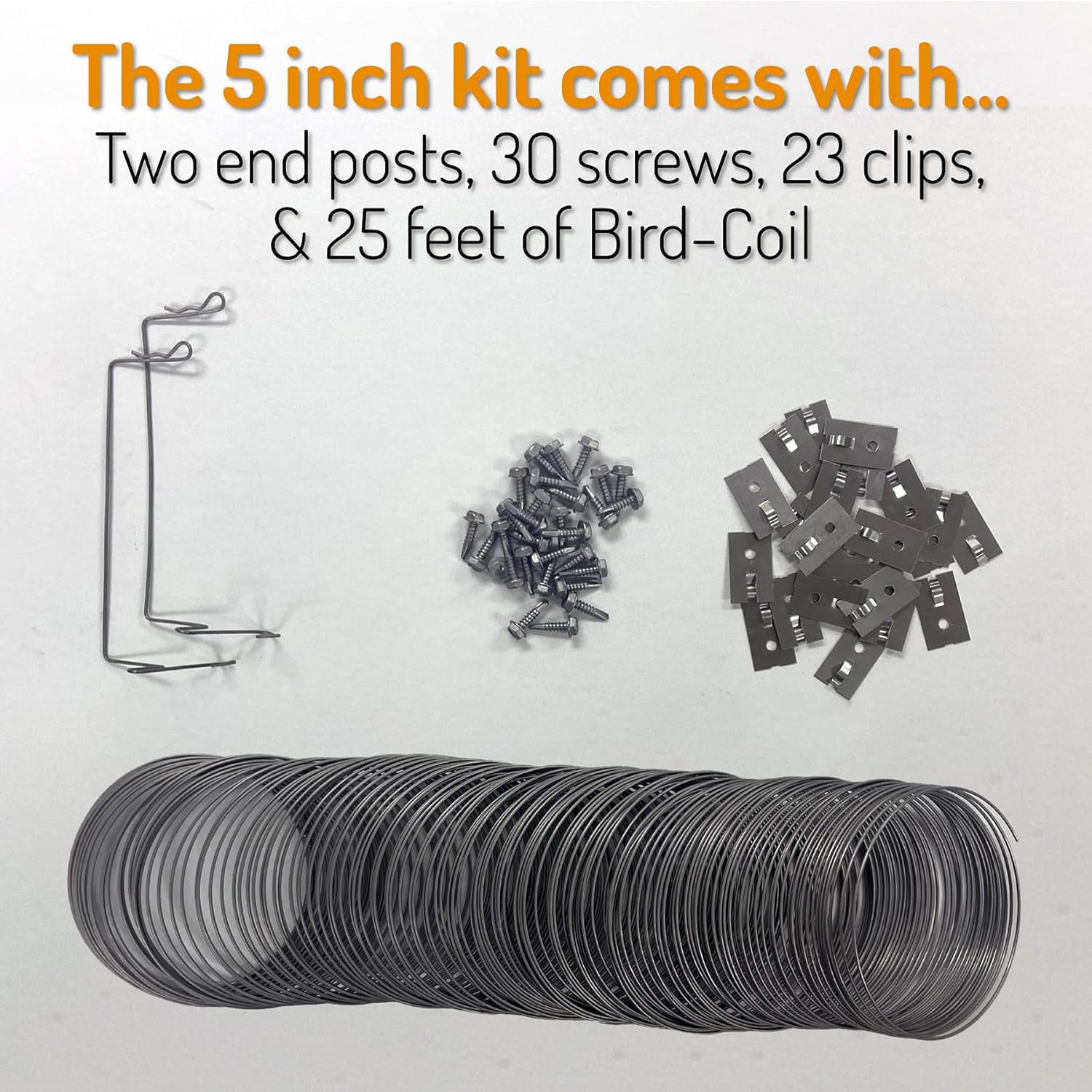 Bird Barrier Bird Coil – Professional Stainless Steel Bird Deterrent Coils – Bird Control for Balconies, Parapets, Exposed Ledges Ideal for Pigeons and Larger Birds – Includes End Posts and Fasteners Pack of 2