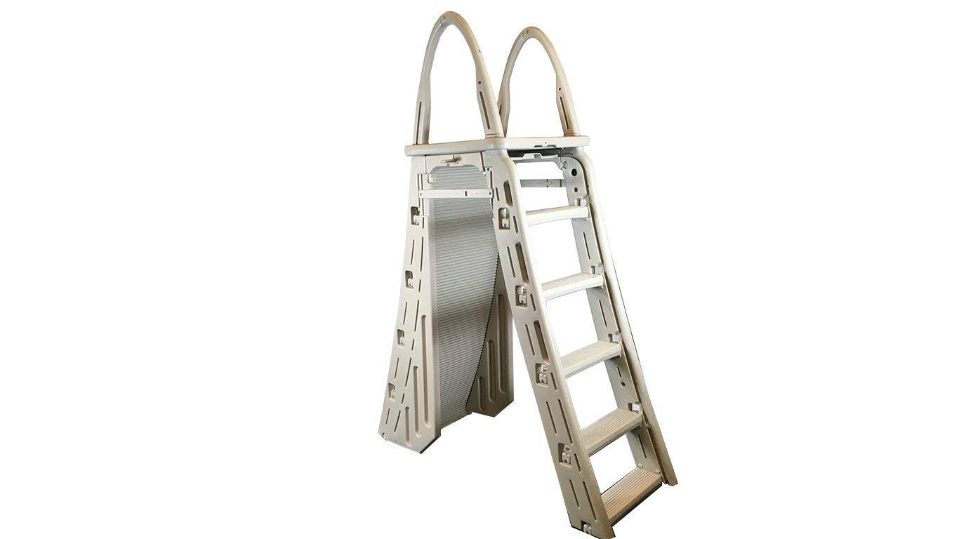 Confer Plastics A-Frame 7200 Above Ground Adjustable Pool Roll-Guard Safety Ladder