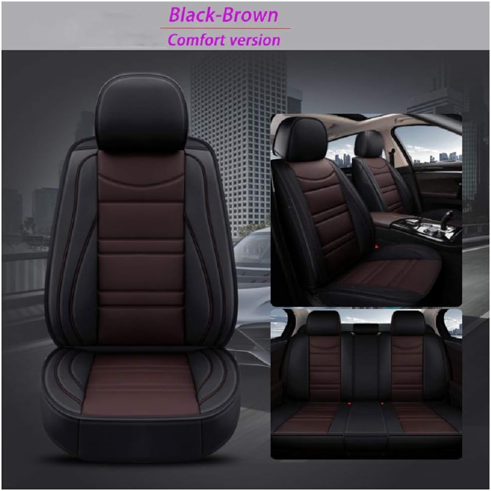 Luxury Leather Auto Car Seat Covers 5 Seats Full Set Universal Fit SR247 (Beige)