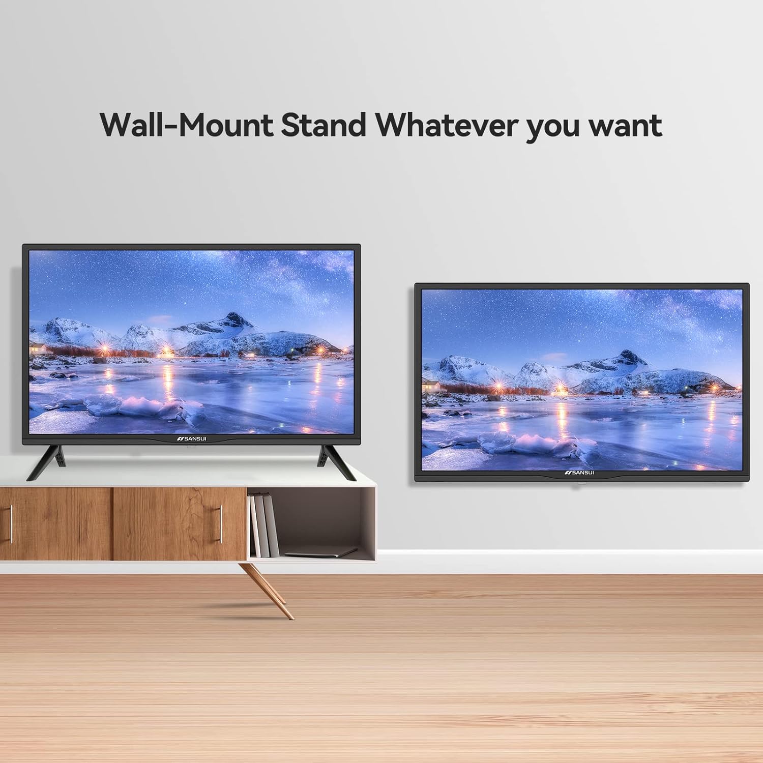 SANSUI ES24Z1, 24 inch HD (720P) LED TV with Built-in HDMI, USB, VGA, Dolby Audio(2021 Model)