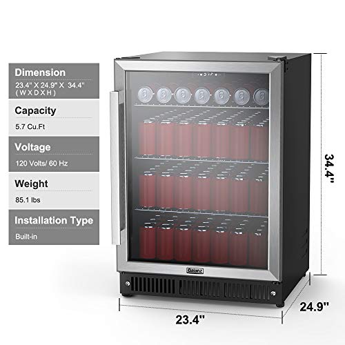 Galanz Beverage Refrigerator and Cooler - 130 Can Mini Fridge with Glass Door for Soda, Beer, or Wine - Small Drink Refrigerator for Office or Bar