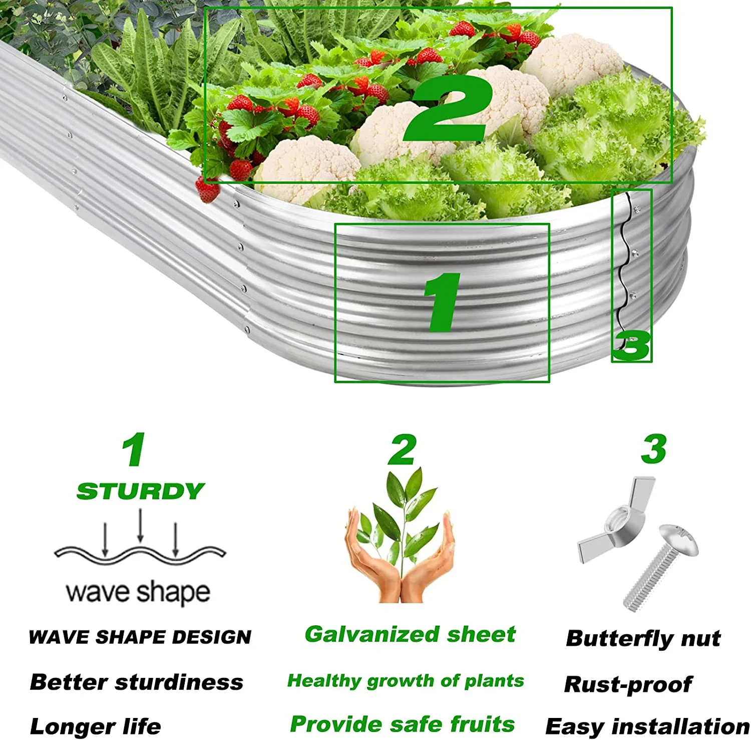 Raised Garden Bed 6.5ft Galvanized Planter Box Outdoor, Rot-Resistant Oval Large Metal Garden Bed Planter for Vegetables Flower Herb - Curated Treasures Market