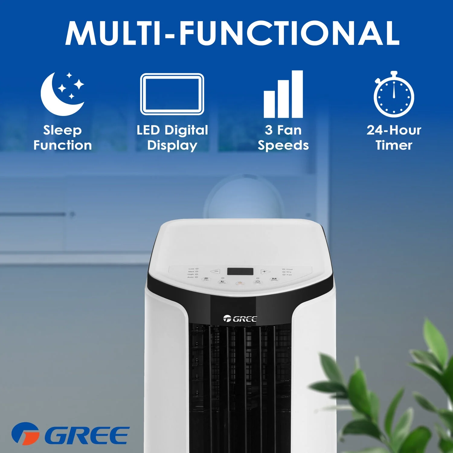 Gree 6,000 BTU (DOE) 10,000 BTU (ASHRAE) Portable Air Conditioner with Remote up to 350 Sq ft