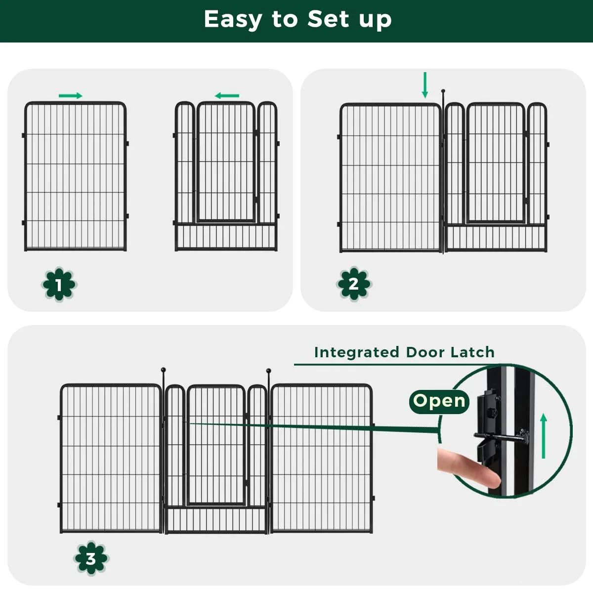 FXW Garden Fence 32 Panels 72ft (L)×40in (H) Animal Barrier Decorative Metal Fence with 2 Gates Temporary Fencing No Dig Fencing for Yard Patio, Black