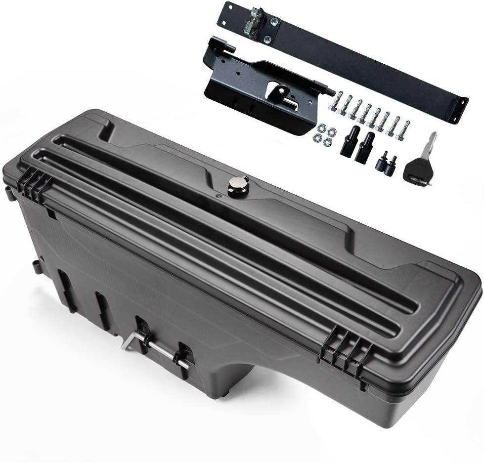 Compatible For Dodge 2002-2018 Ram 1500 2500 3500 Lockable Storage Box Case Truck Bed Toolbox Set of Driver & Passenger Side Swing Case