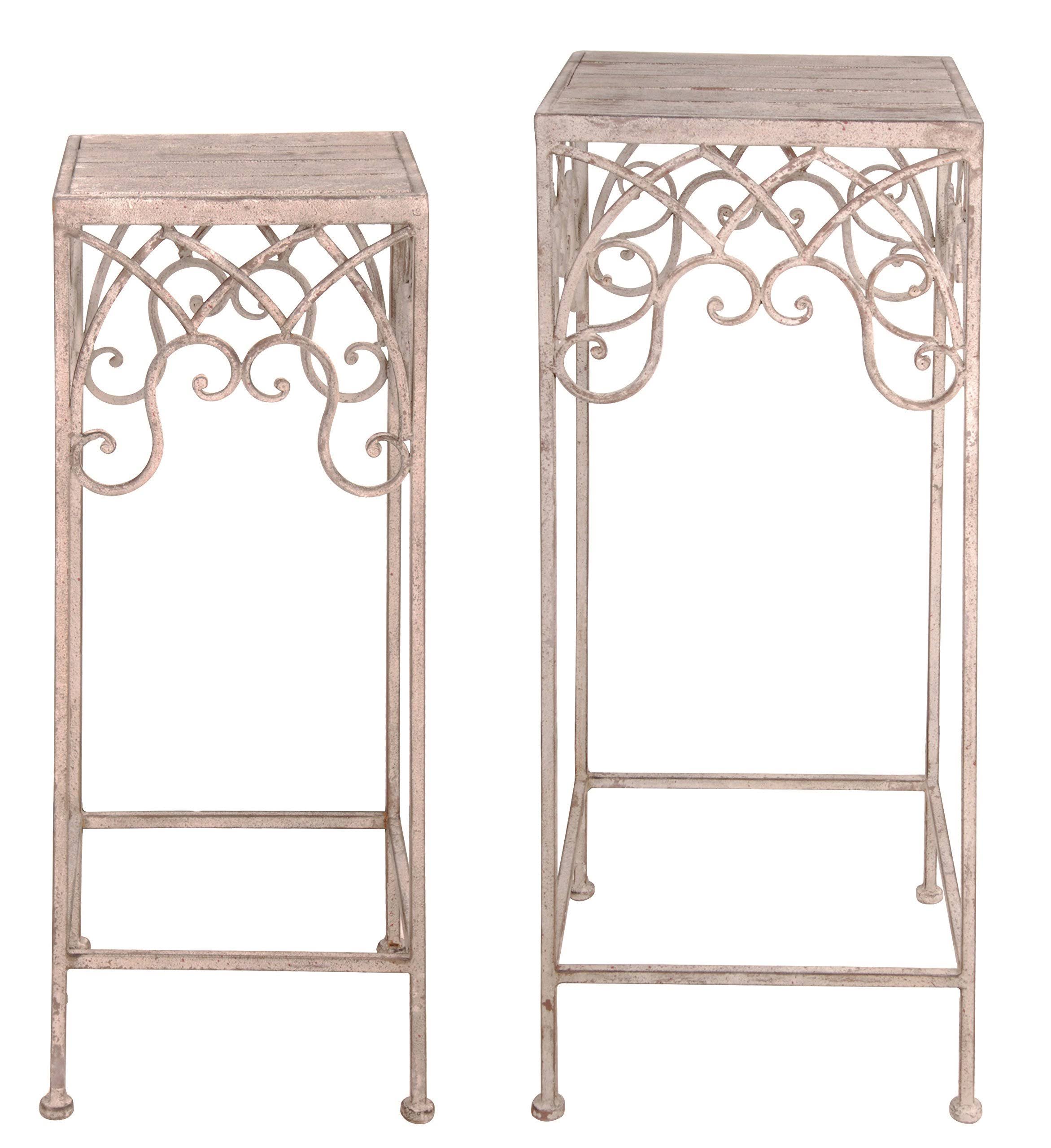 EsschertDesign Aged Metal 2 Piece Square Plant Stand Set
