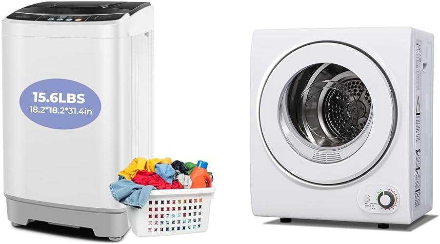 Nictemaw 15.6lb Portable Washer & Euhomy 1.5cu ft 850W Portable Dryer Bundle for Apartments, Homes, RVs