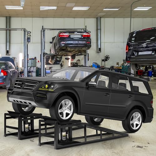 2PCS 5T 11060lbs Hydraulic Car Ramps, Heavy Duty Hydraulic Vehicle Ramps Lift Ramp, Portable Car Ramps for Oil Changes, Car Lifts for Home Garage, Vehicle Auto Garage Repair
