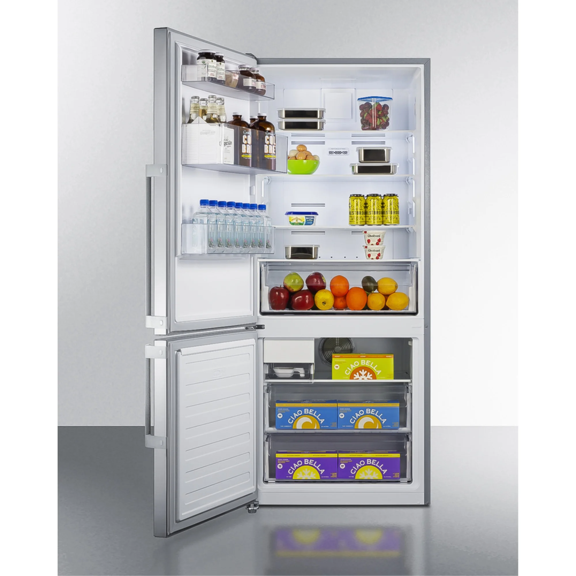 Summit Appliance FFBF284SSIMLHD 28 in. Wide Bottom Freezer Refrigerator for Left Hand Door