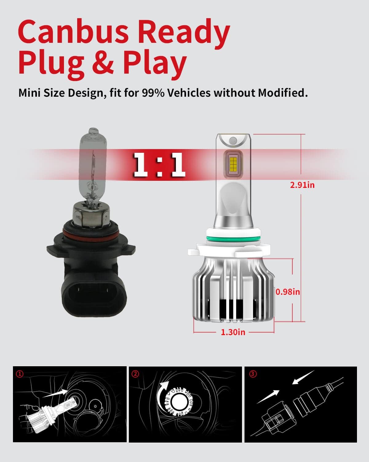 LASFIT 9005 9006 LED Head Light Bulbs Combo 10000 Lumens, HB3 HB4 LED Headlamp Kit for Car, 6000K Cool White, Plug and Play Replacement Halogen, Canbus Ready, Pack of 4
