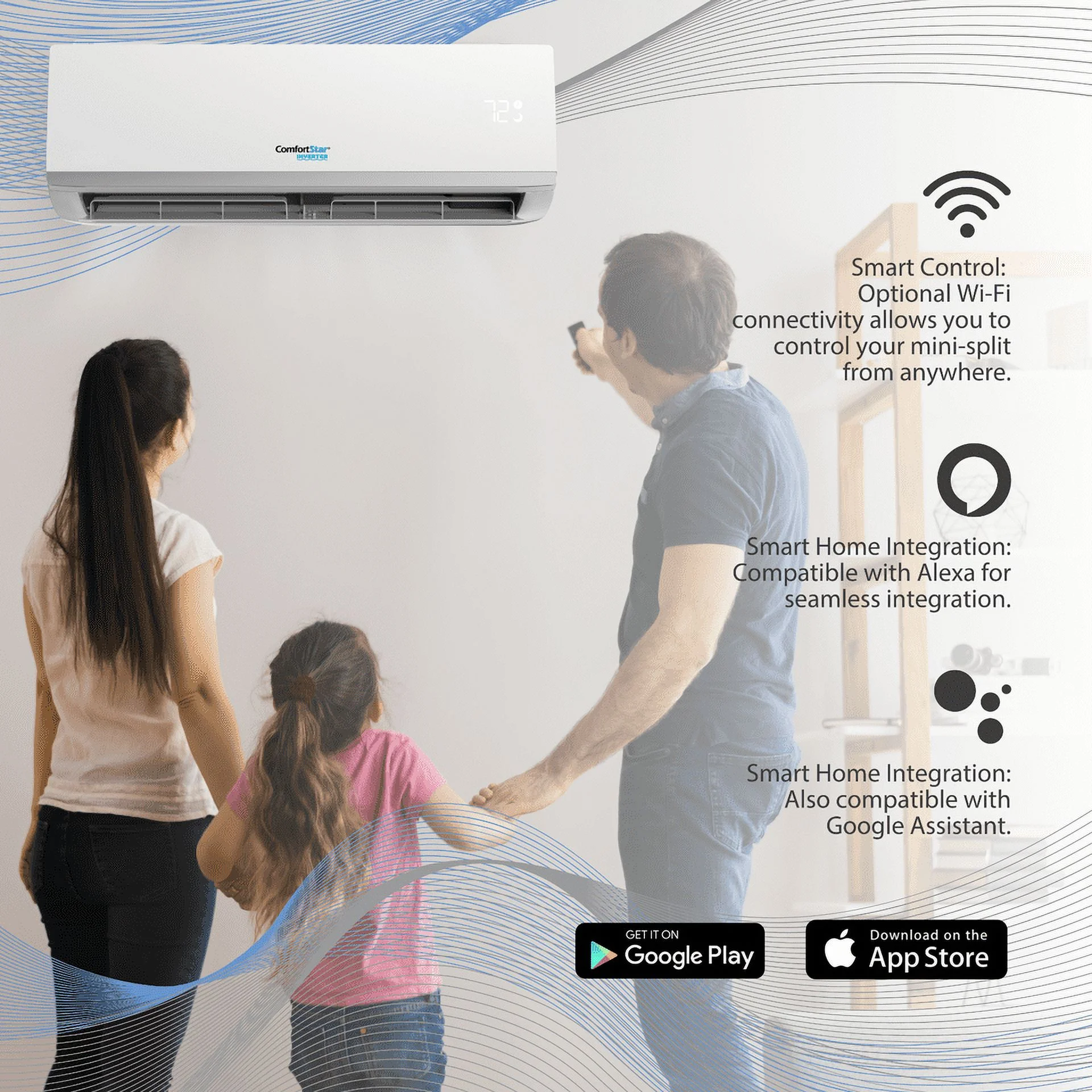 12,000 BTU 21 SEER2 Ductless Mini-Split Inverter+ Air Conditioner Only Cold System Full Set 110V.