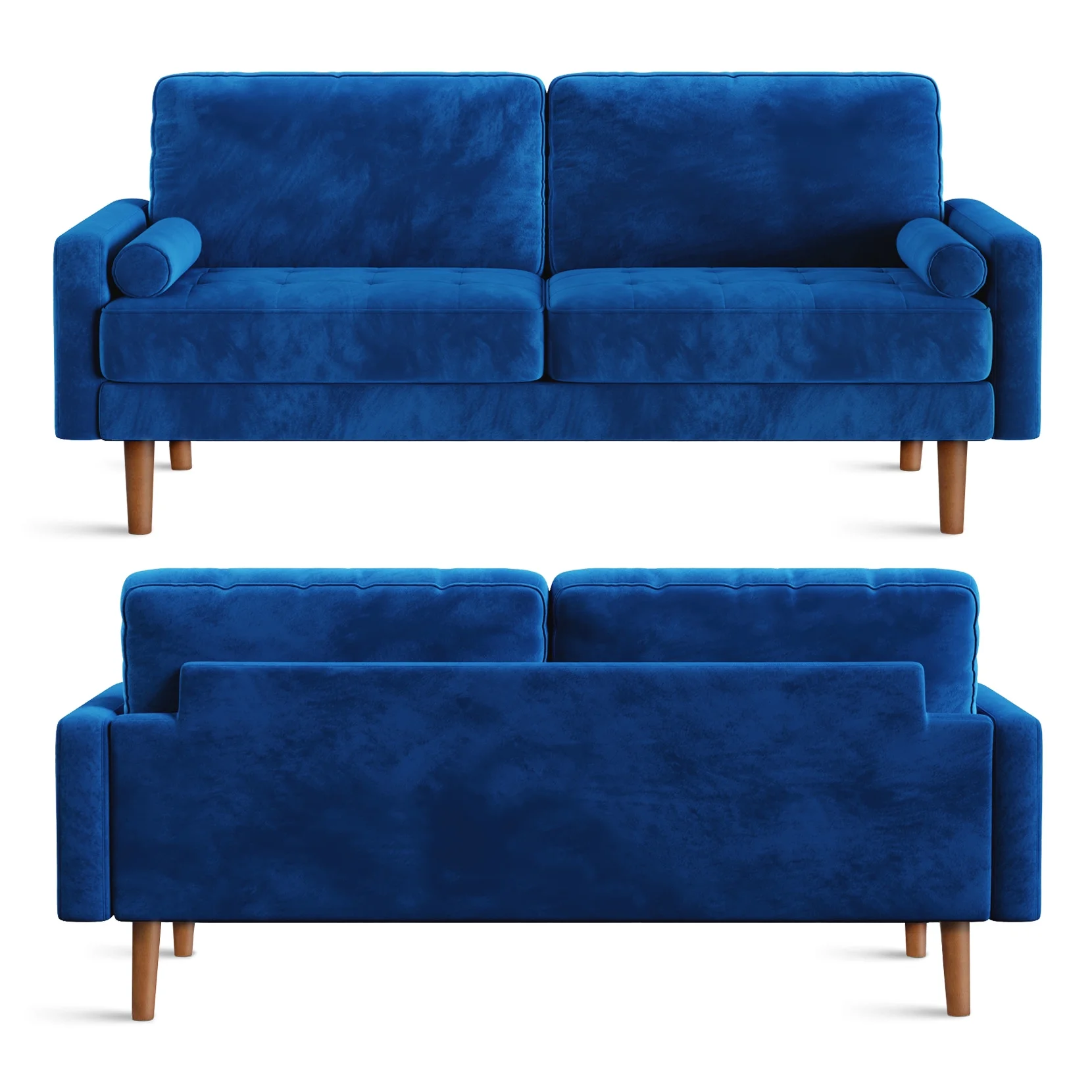 NAIMP 69.3'' W Blue Couches, Velvet Rolled Arm Sofa, Upholstered 3-Seater Loveseat w/Armrest for Living Room Bedroom, Apartment, Home Office
