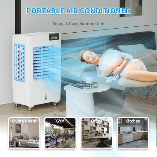 Evaporative Cooler, 3531CFM Evaporative Air Cooler with 10.6 Gal Large Tank, 130°Oscillation Swamp Cooler, Remote Control, 1-24H Timer, 3 Wind Speeds Air Cooler for Room InOutdoor