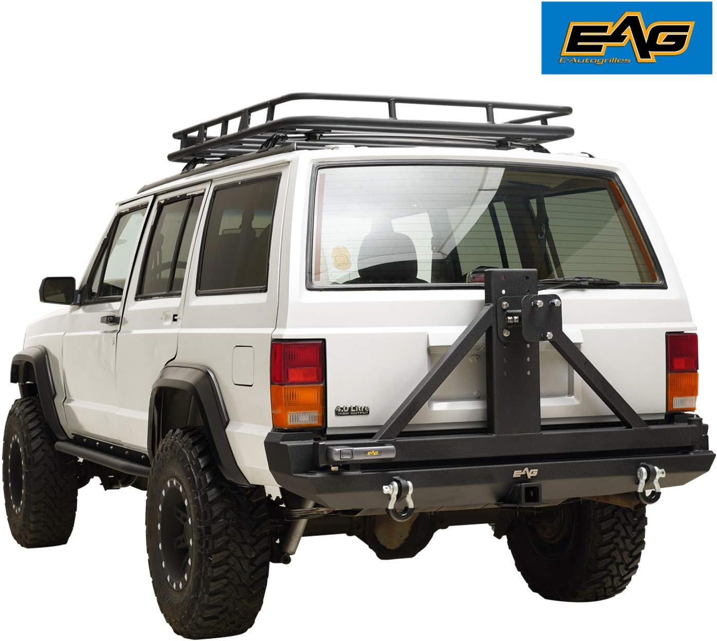 EAG Steel Rear Bumper with Tire Carrier Fit for 1984-2001 Cherokee XJ