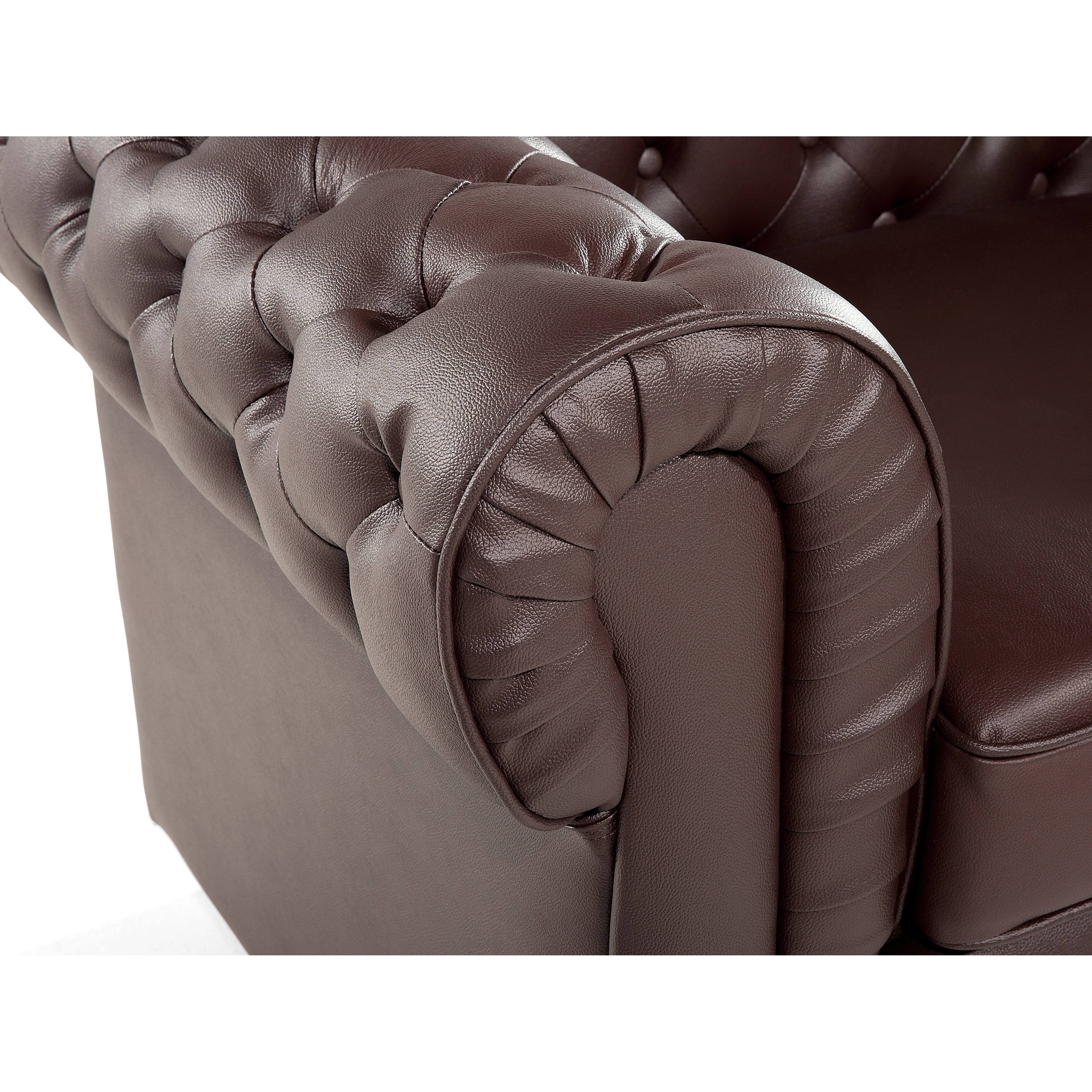 Beliani Tufted Leather Armchair Brown Chesterfield