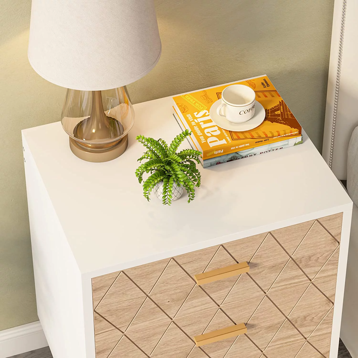 Tribesigns 3-Drawer Nightstand Set of 2, Mid Century Modern Night Stand with Storage, Large Bed Side Table for Bedroom,