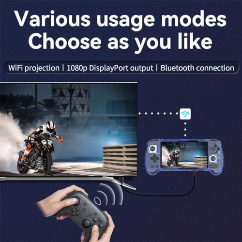 RG556 Handheld Game Console with 8000+ Games,5.48-inch AMOLED Screen Android 13 Unisoc T820 Retro Arcade Gaming Console, Support Bluetooth & WiFi (8+128G/256G, 8+128g+256g/Blue