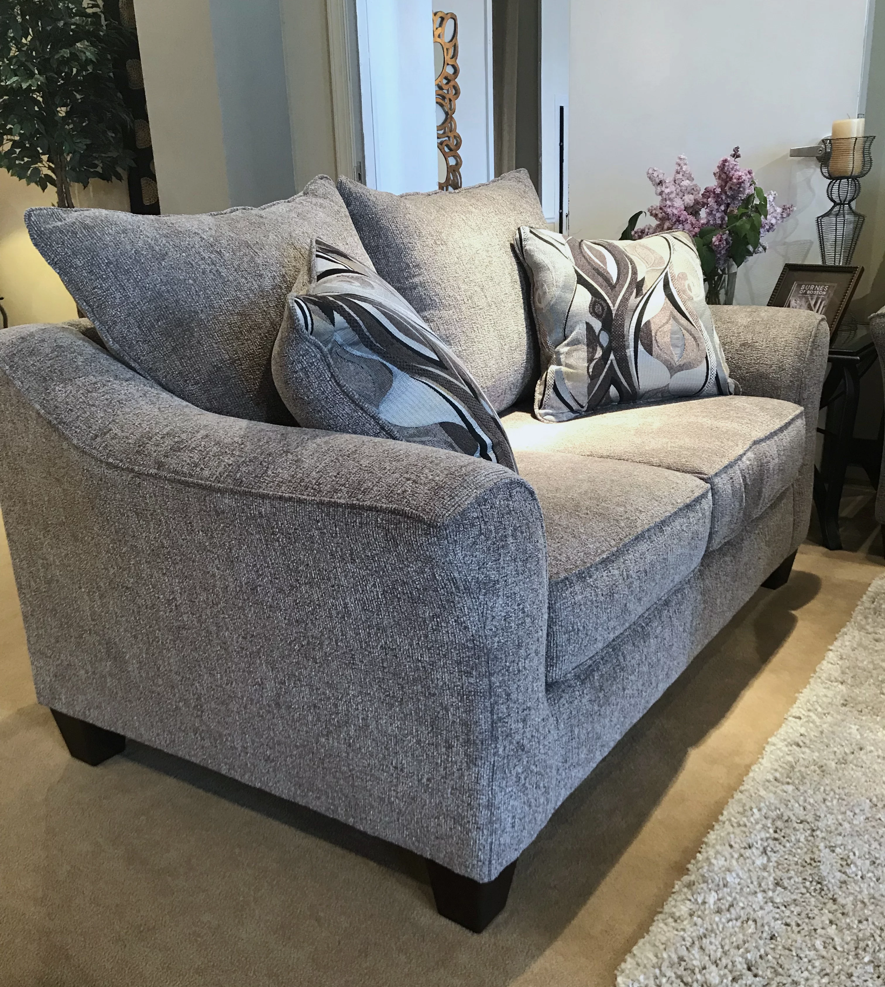 Roundhill Furniture Camero Pillowback Sofa and Loveseat Set, Fabric, Platinum