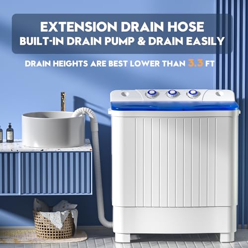 VCJ Portable Washing Machine, Twin Tub Washing Machine Laundry Compact Washer spinner Combo, Washer and Spinner dryer for Apartments RVs and Dorms