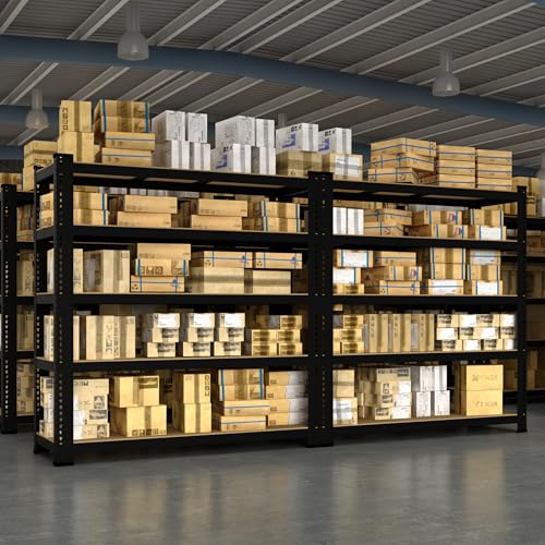 5 Tier Garage Storage Shelves - 32" W x 16" D x 63" H Adjustable Heavy Duty Metal Shelving Unit, Garage Shelving Utility Storage Rack for Basement, Pantry, Kitchen, Black, 2 PCS