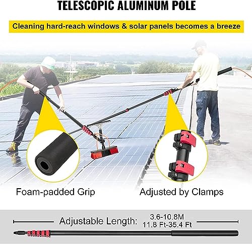 FUYAO Water Fed Telescopic Window Cleaning Pole Kit - Extendable & Solar Panel Safe, with Squeegee Brush - Complete Window Cleaner Tool for Effortless Cleaning!