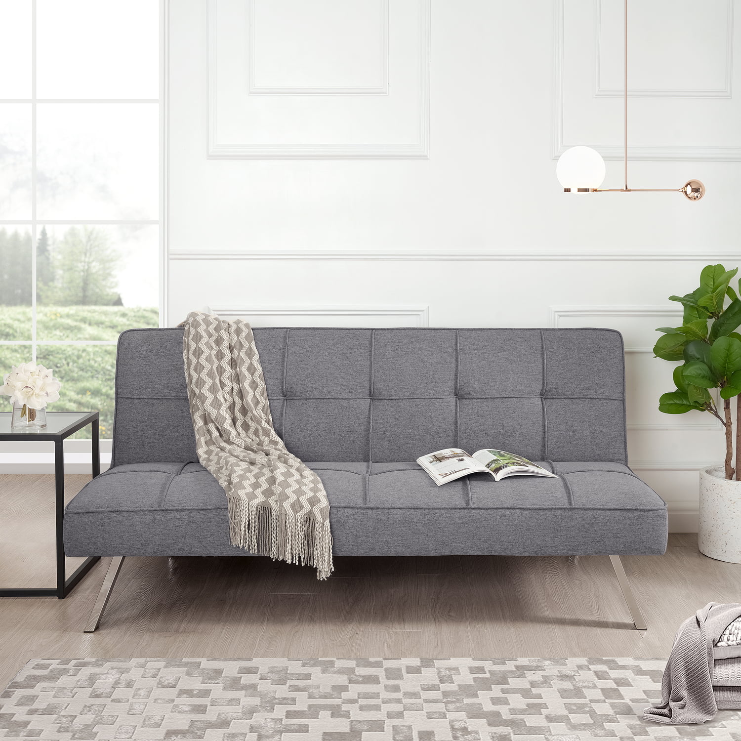 Madison Modern Comfort Futon Sofa Bed by Naomi Home-Color:Gray