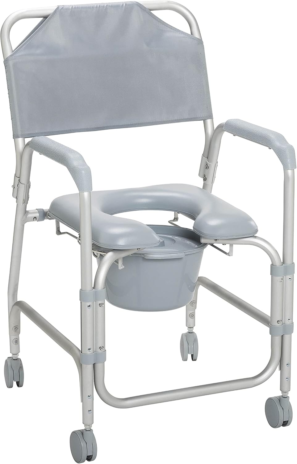 Drive Medical 11114KD-1 Shower Chair / Commode Chair with Casters,Grey