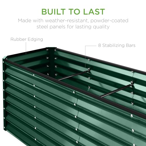 Best Choice Products 8x4x2ft Outdoor Metal Raised Garden Bed, Deep Root Planter Box for Vegetables, Flowers, Herbs, and Succulents w/ 478 Gallon Capacity - Gray