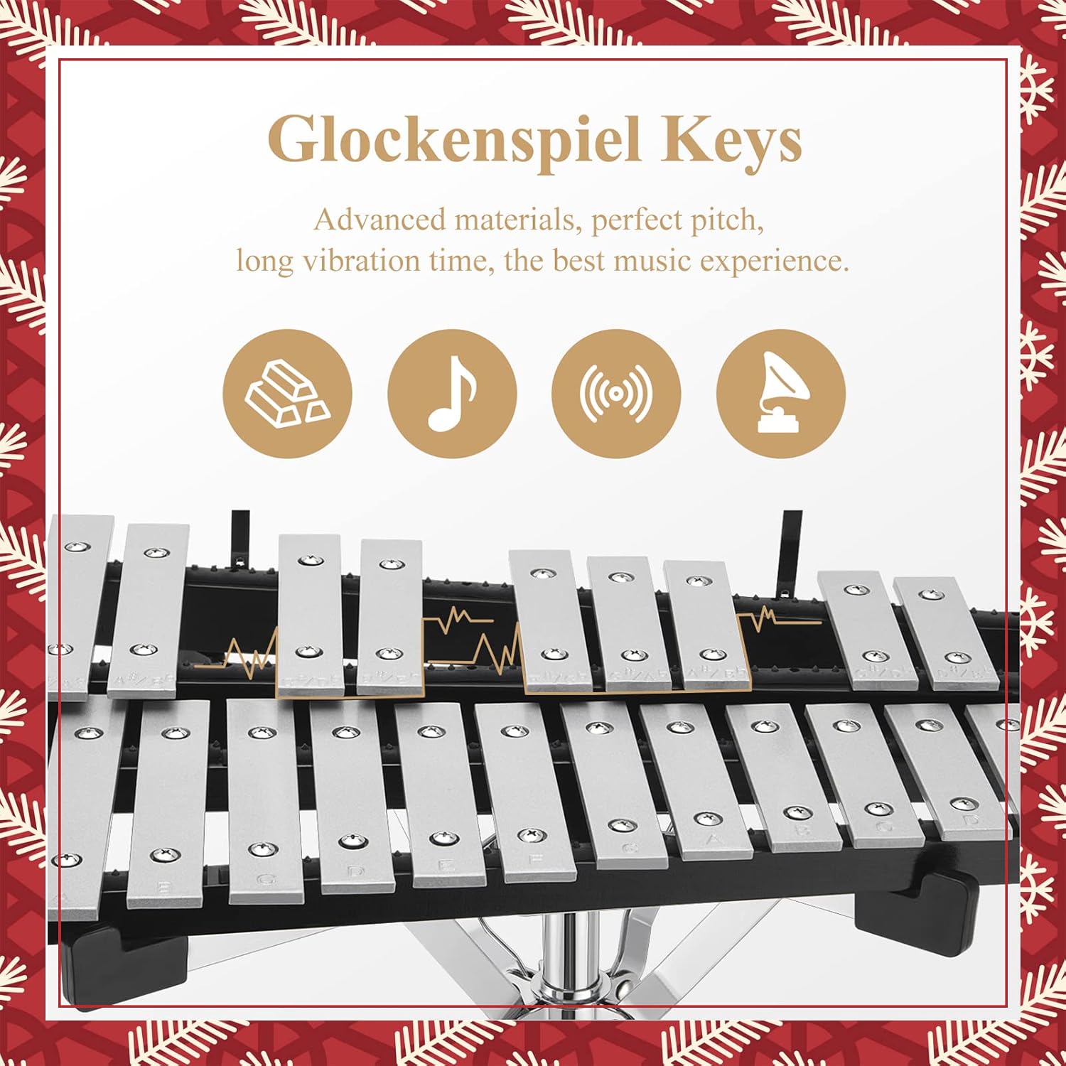 Eastar Advanced 32 Note Glockenspiel Xylophone Bell Kit Percussion Kit for Adult with 8 Inch Drum Practice Pad, Stand, Glockenspiel Stick, Drum Sticks and Carrying Bag
