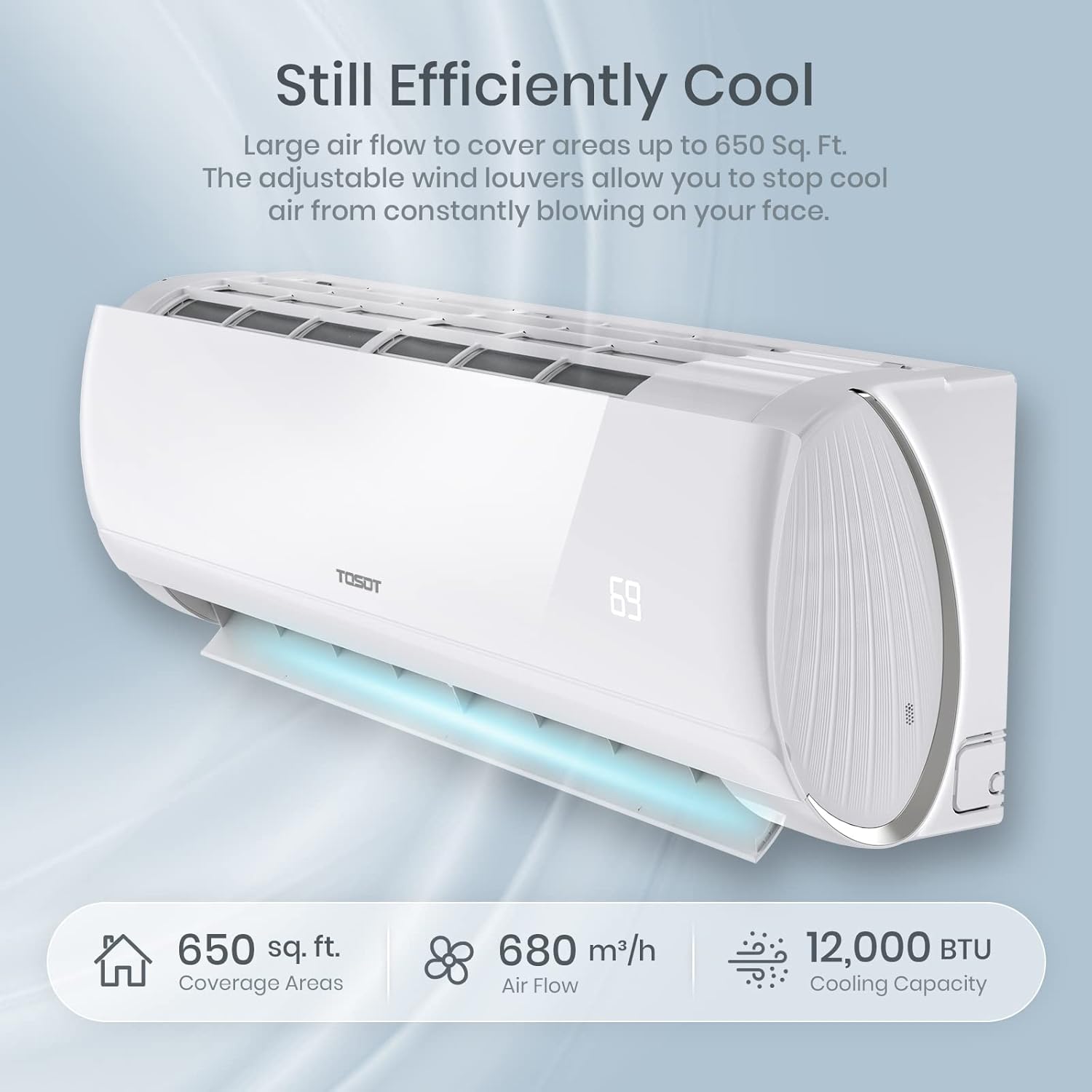 TOSOT 12,000 BTU Ductless Mini-Split Air Conditioner, Inverter Split AC System Heat Pump, Full Set with 16.5 Ft. Pre-Charged Installation Kit - 20 SEER 230V