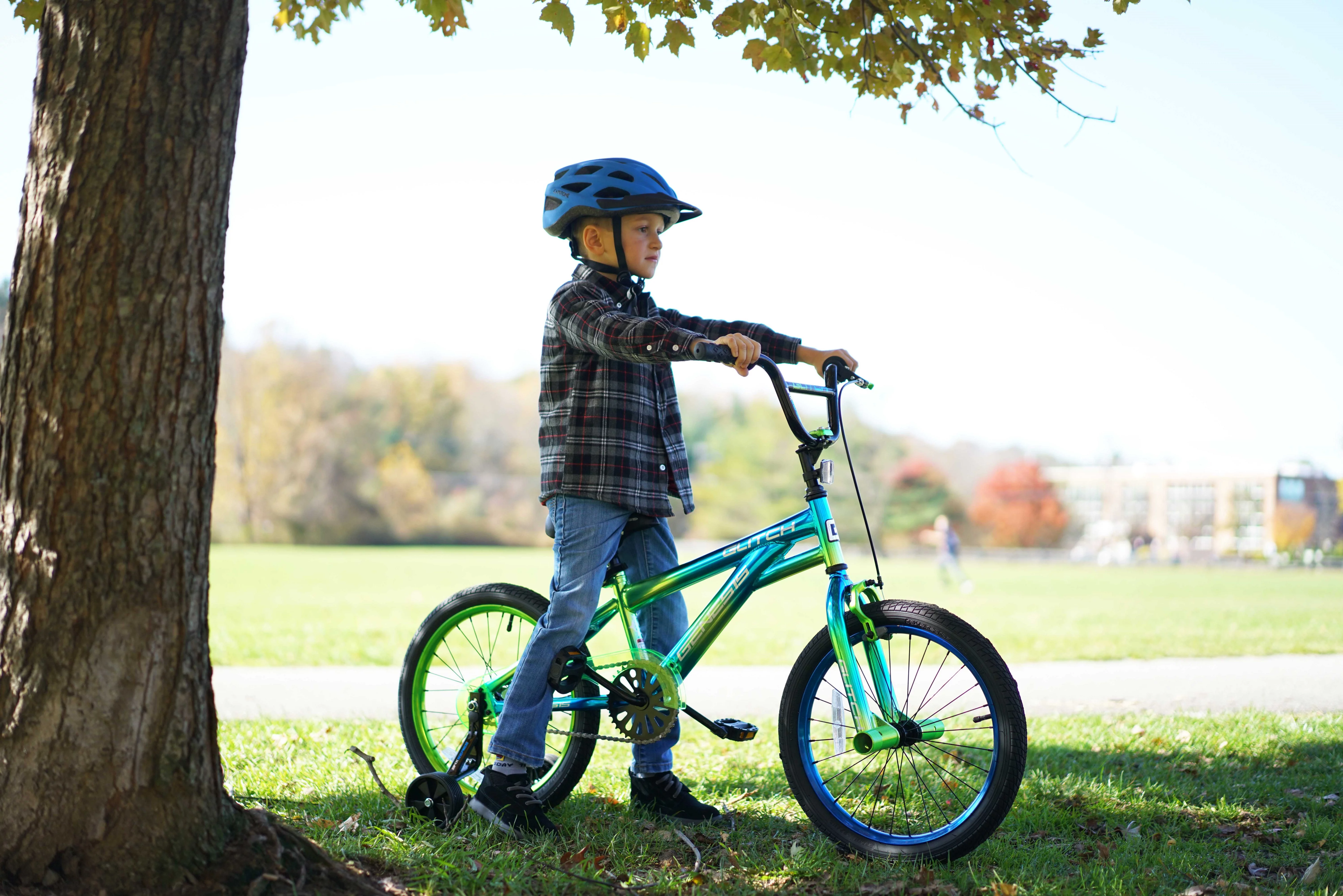 Genesis 18 Glitch Boy's BMX Bike, Blue/Green