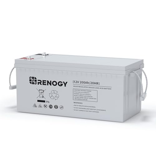 Renogy Deep Cycle AGM 12 Volt 100Ah Battery, 3% Self-Discharge Rate, 1100A Max Discharge Current, Safe Charge Appliances for RV, Camping, Cabin, Marine and Off-Grid System, Maintenance-Free