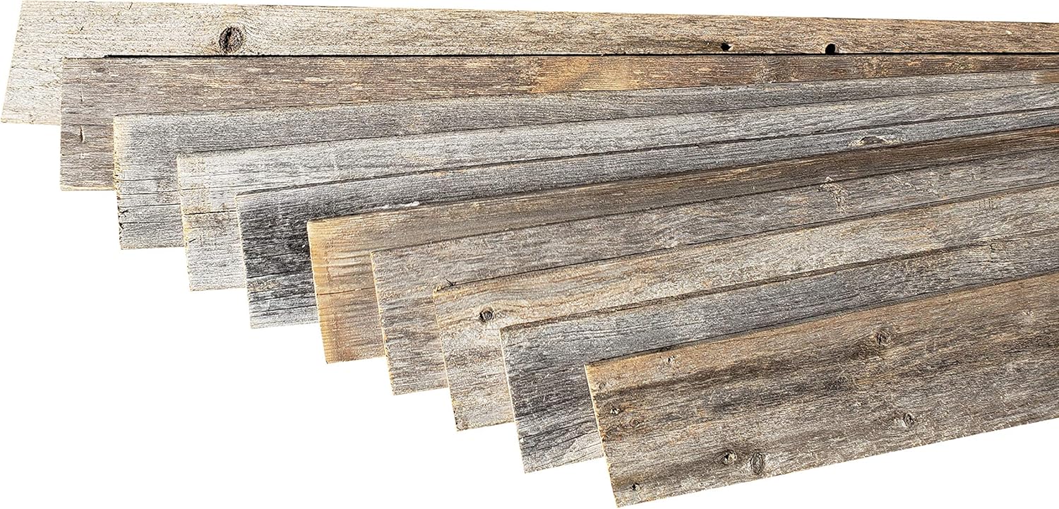 Real Wood - Reclaimed barn Wood Wall Paneling. Planks for Accent Walls- Easy Nail Up Application (46 Square feet)