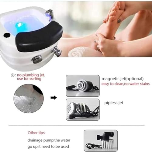 Acrylic Foot Bath, Portable Pedicure Foot Spa Bathtub with Adjustable Foot Pedal, Adjustable Hot and Cold Water, Pedicure Bucket Spa Massage Foot Bath for Relaxation and Foot Care,A
