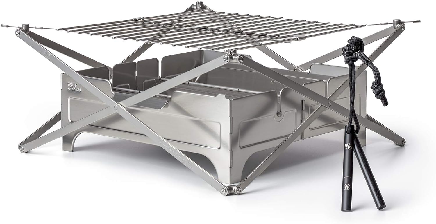 Wolf and Grizzly Fire Safe | Portable Fire Pit For Camping | Foldable Camping Fire Pit for Outside Cooking and Campfires | Small Fire Pit | Folding Firepit | Compatible With Our Portable Camping Grill