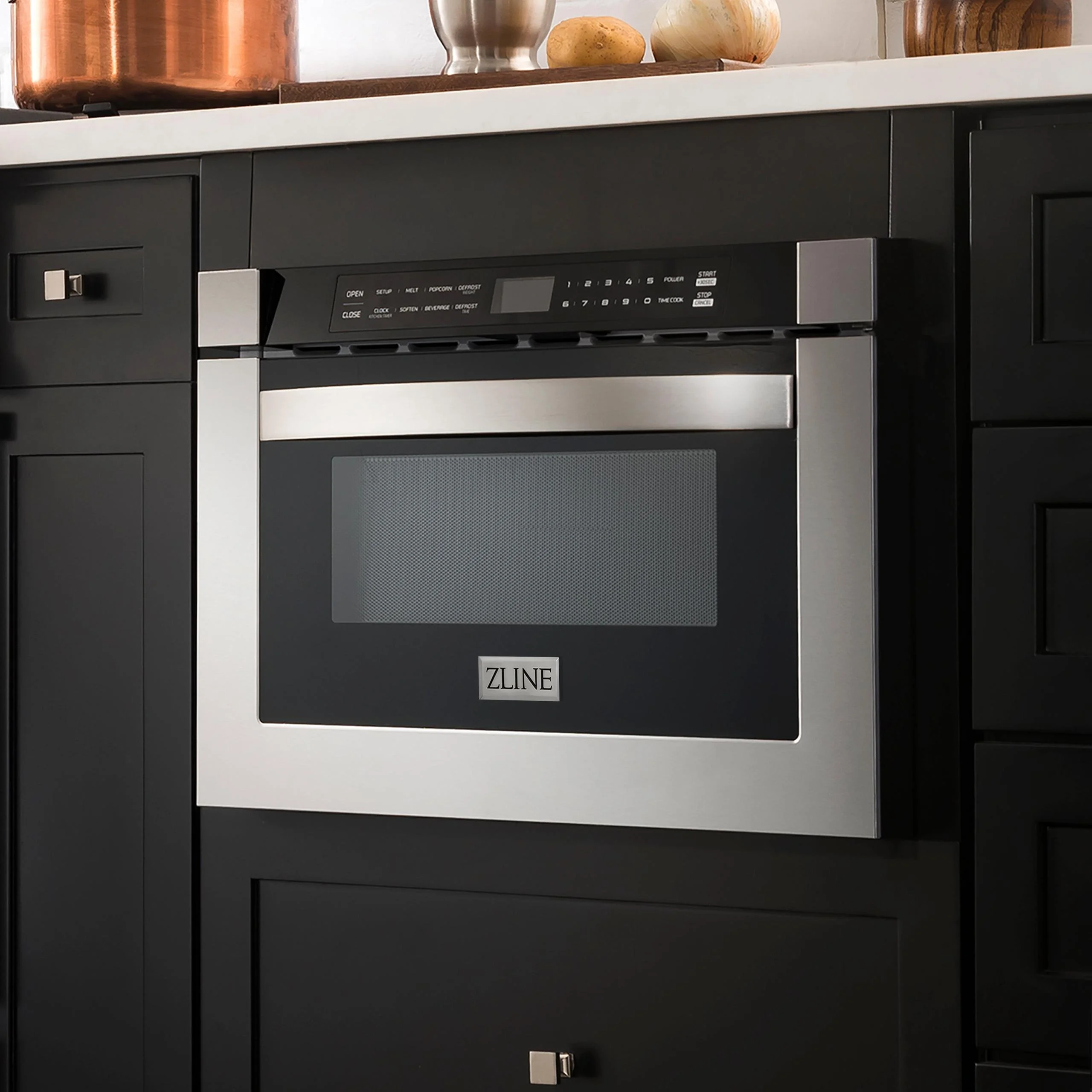 ZLINE 24" 1.2 cu. ft. Microwave Drawer in Black Stainless Steel
