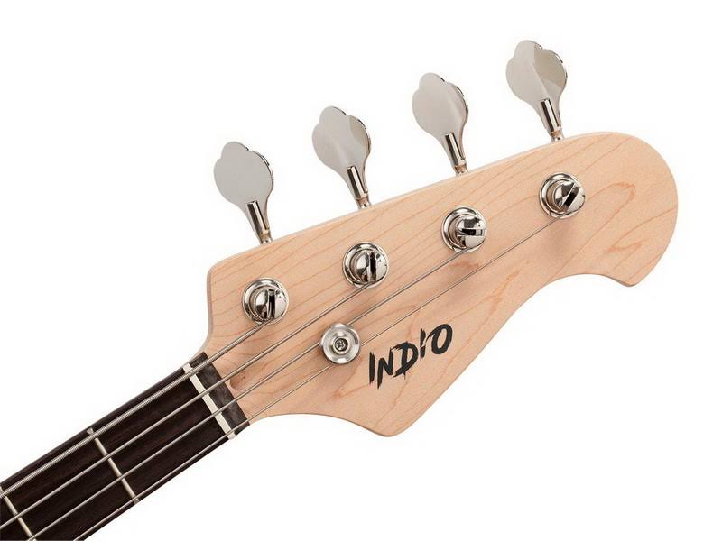 Monoprice Electric Bass - Natural with Gig Bag, Flamed Maple - Indio Jamm