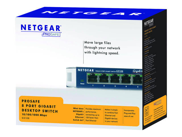 Netgear GS108 8-Port Gigabit Ethernet Unmanaged Switch