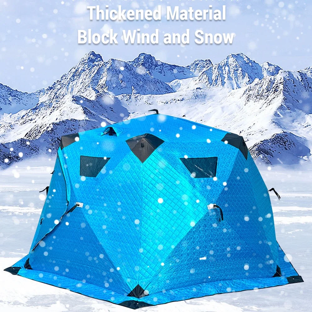 Carevas Insulated Quick Set Winter Fishing Tent for 5 8 People, Ice Fishing Tent