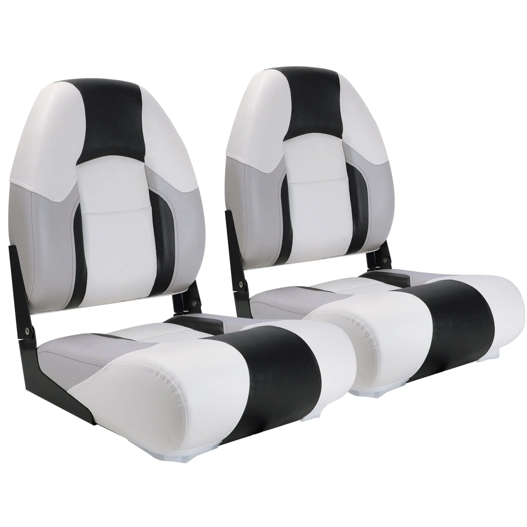 NORTHCAPTAIN S1 Pro Premium High Back Folding Boat Seat,Stainless Steel Screws Included,Charcoal/Black(2 Seats)