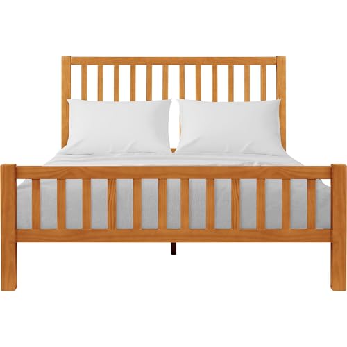 Hampton Wooden Platform Bed with 2 Nightstands | Modern Low-Profile Bed with Full Slat Support System - No Box Spring Needed, Easy Assembly | Cherry, Queen