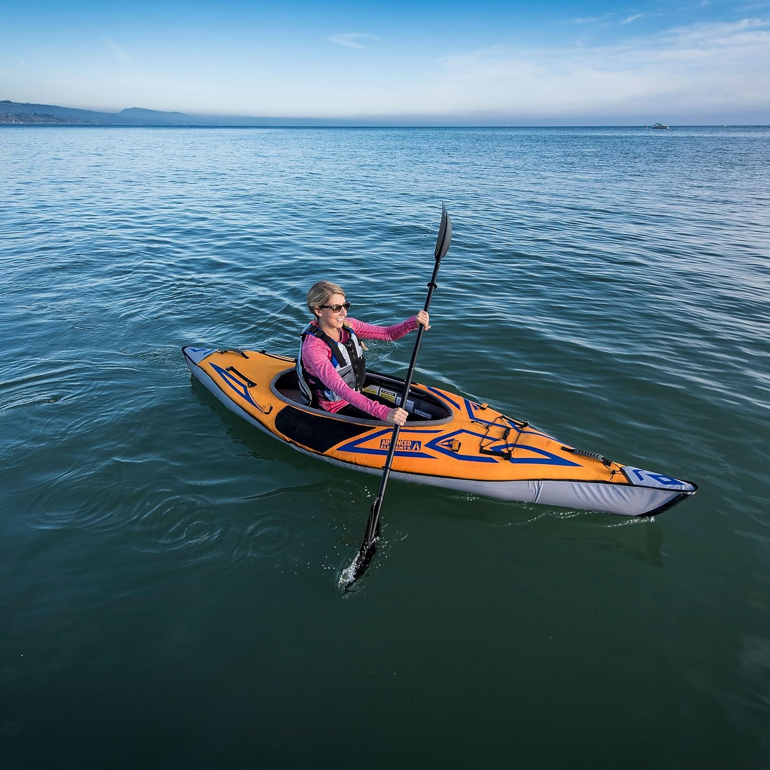 Advanced Elements AdvancedFrame Sport Inflatable Kayak - AE1017-O Lightweight Day Touring Kayak with Bag and Pump - 10' 5" - 26 lbs - Orange