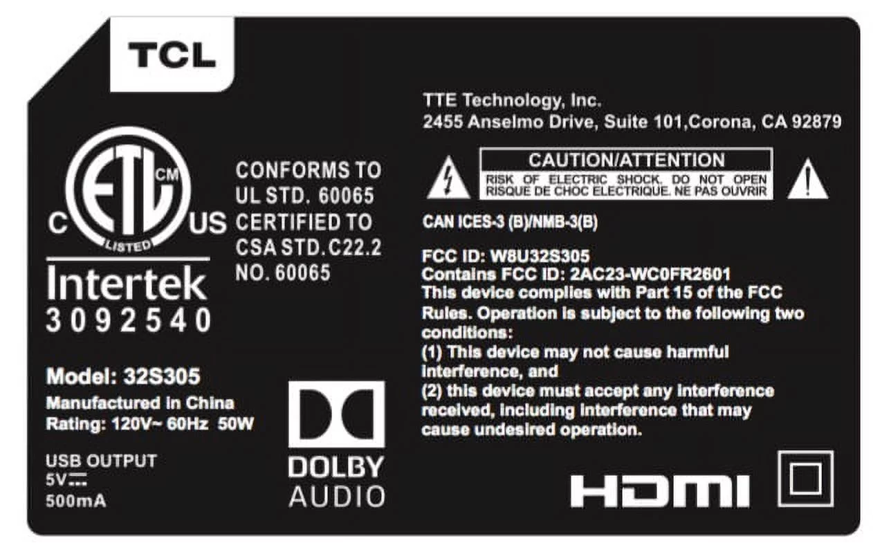 TCL 32" Class HD (720P) Smart LED TV (32S305)
