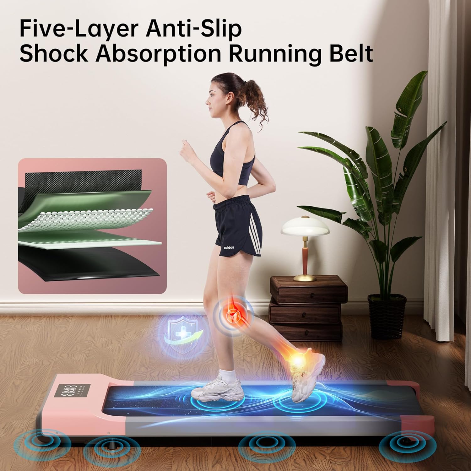 Walking Pad Treadmill, Under Desk Treadmill with 300 Lb Capacity, Quiet Walking Treadmill for Home Office, Portable Small Walking Pad with Smart APP, Remote Control, LED Display