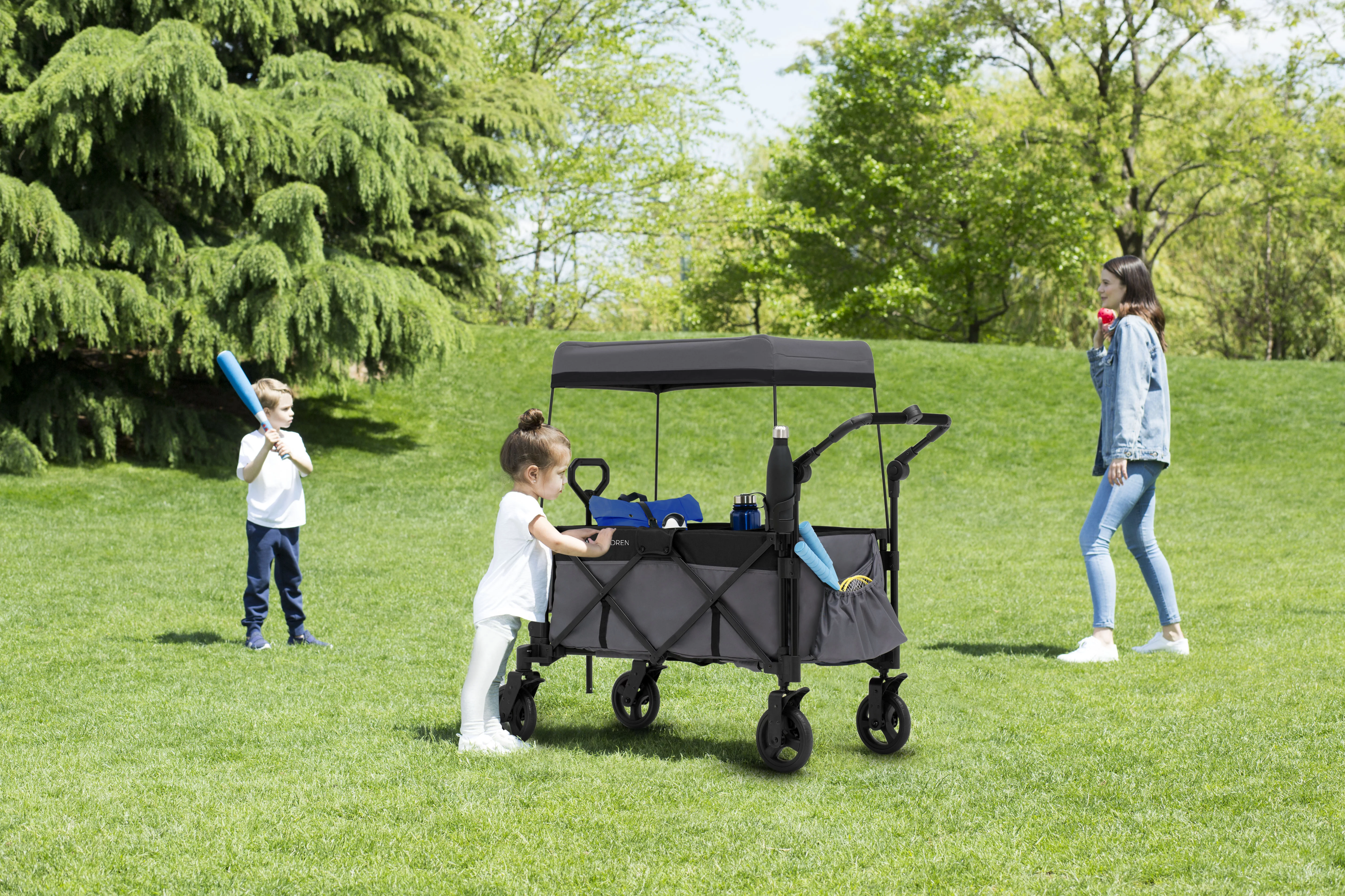 Delta Children Adventure Stroller Wagon, Grey/Black