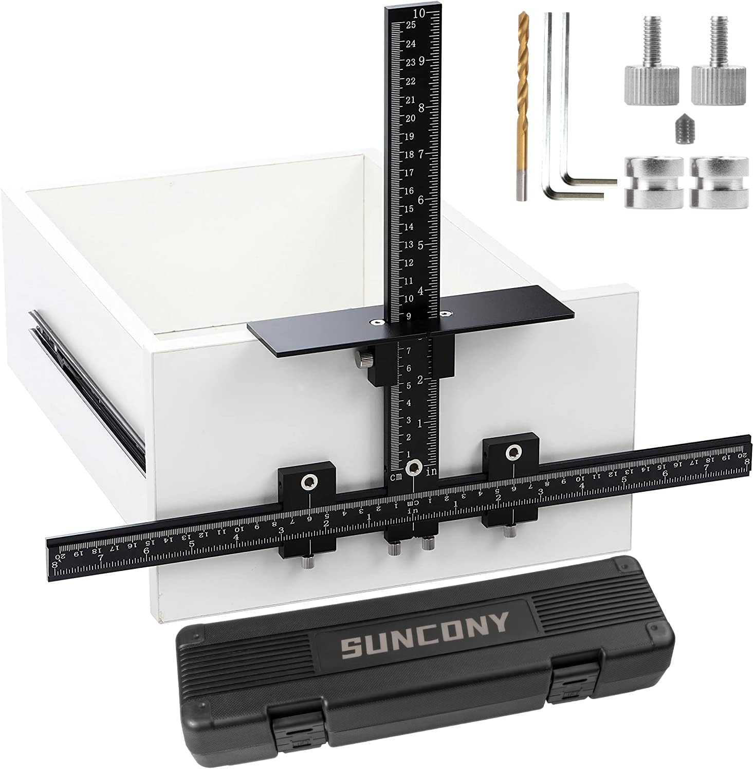 Cabinet Hardware Jig All Aluminum Alloy,Adjustable Drill Guide Template Tool for Installation of Door Drawer Front Knobs Handles and Pulls
