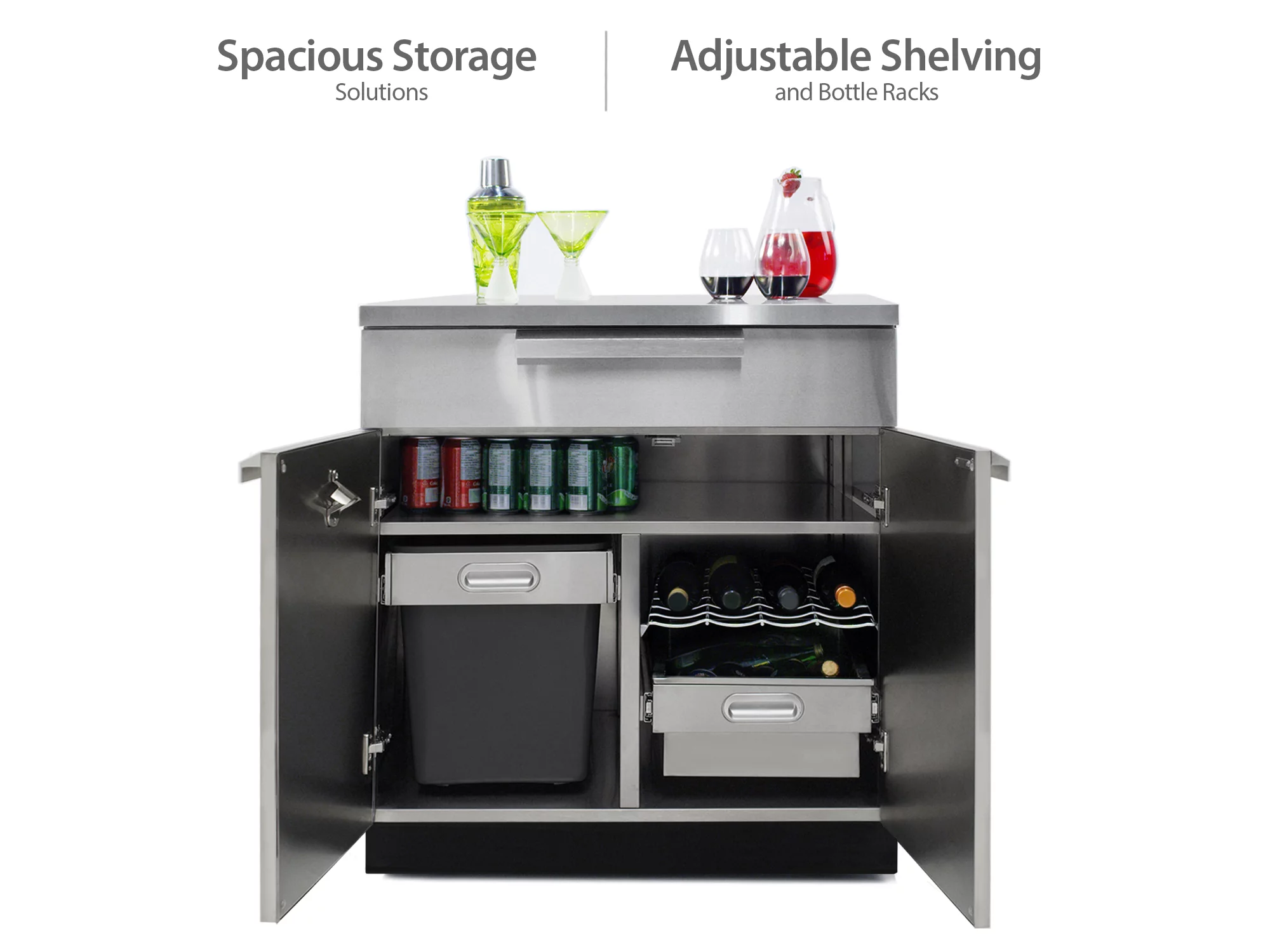 Outdoor Kitchen 3 Piece Cabinet Set in Stainless Steel with Countertops