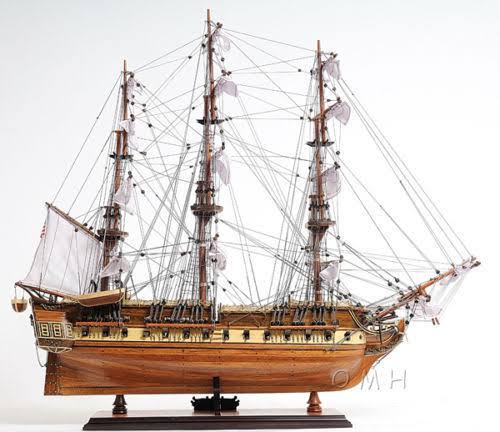 USS Constitution Old Ironsides Tall Ship Assembled 100% Handbuilt Wooden Model